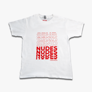 SEND NUDES TEE - White with Red